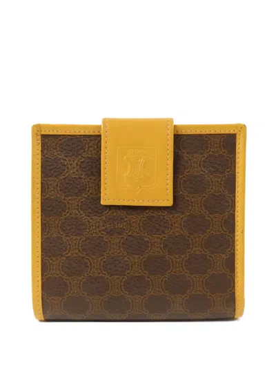 Pre-owned Celine Macadam Triomphe Wallet In Brown