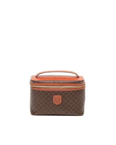 Pre-owned Celine Céline Macadam Vanity Pouch In Brown