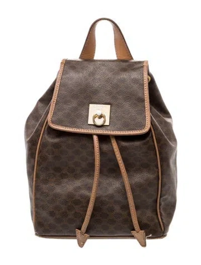 Pre-owned Celine Macadam Vintage Backpack Small In White