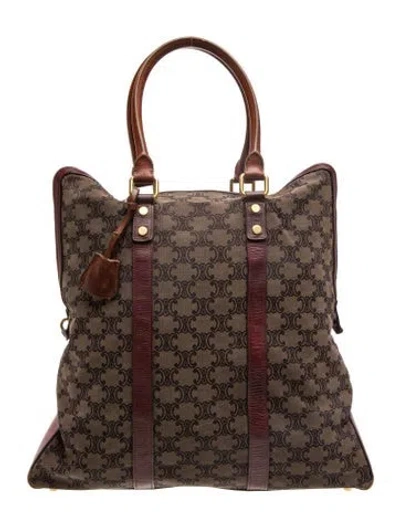 Pre-owned Celine Macadam Vintage Macadam Monogram Canvas Tote In Brown