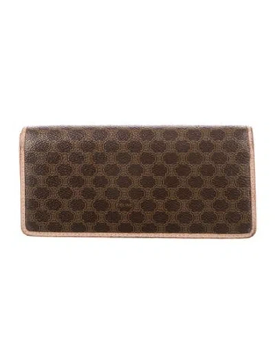 Pre-owned Celine Macadam Wallet Printed Continental Wallet In Brown