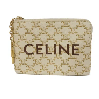 Pre-owned Celine Macadam White Coin Purse/coin Case ()