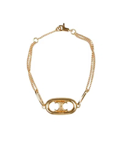 Celine Maillon Triomphe Gold Decorated Brass Bracelet In Yellow
