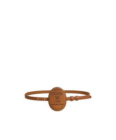 Celine Maison  Belt 13mm Covered In Smooth Calfskin In Tan/black