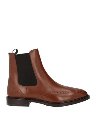 Celine Man Ankle Boots Tan Size 8 Leather, Synthetisches Material In Brown