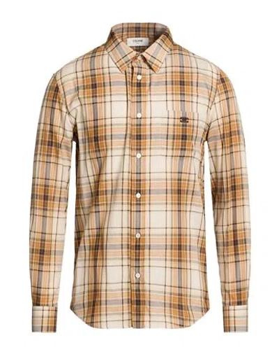 Celine Man Shirt Beige Size 15 ¾ Cotton In Multi