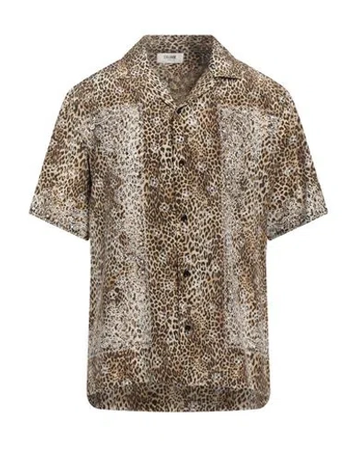 Celine Man Shirt Beige Size 15 ¾ Silk