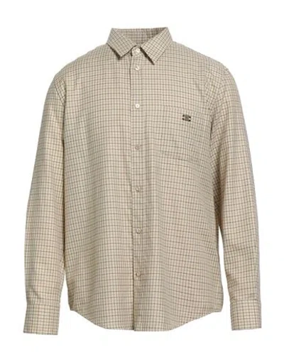 Celine Logo-embroidered Checked Cotton Shirt Men In Nude