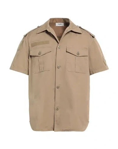 Celine Man Shirt Camel Size 15 Cotton, Linen In Beige