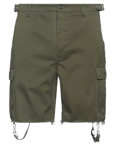 Celine Man Shorts & Bermuda Shorts Military Green Size 34 Cotton In Multicolor