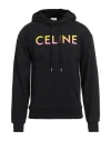 Celine Man Sweatshirt Black Size M Cotton, Elastane In Black