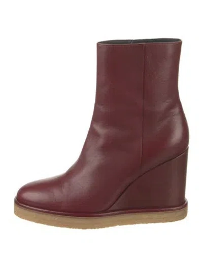 Pre-owned Celine Manon Calfskin Boots In Burgundy