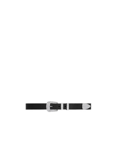 Celine Marco Crystal Inlaid Belt In Black