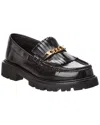 Celine Margaret Loafer With Triomphe Chain In Shiny Bull In Black