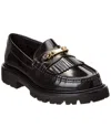 Celine Margaret Loafer With Triomphe Chain In Shiny Bull In Black