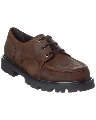 Celine Men Margaret Derby Loafer In Waxed Suede Calfskin In Brown