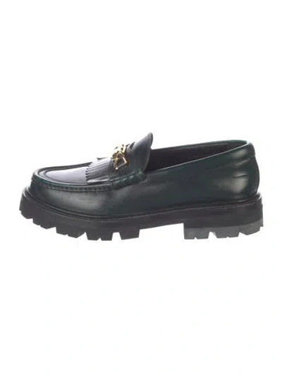 Pre-owned Celine Margaret Loafers Leather Loafers In Green