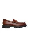 Celine Margaret Triomphe Chain Chunky Loafer In Polished Bullskin In Brown