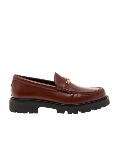 Celine Margaret Triomphe Chain Loft Shoes In Brown