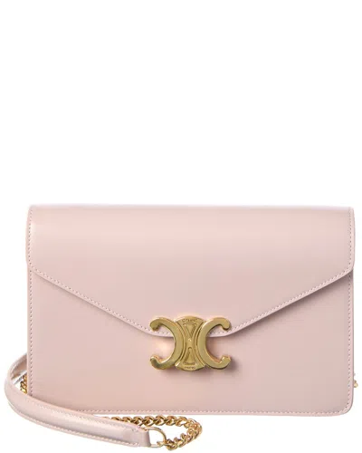 Celine Margo Leather Wallet On Chain In Brown