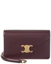 Celine Margo Leather Wallet On Chain In Brown