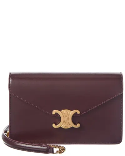 Celine Margo Leather Wallet On Chain In Brown