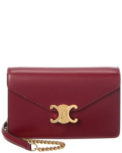Celine Margo Leather Wallet On Chain In Red