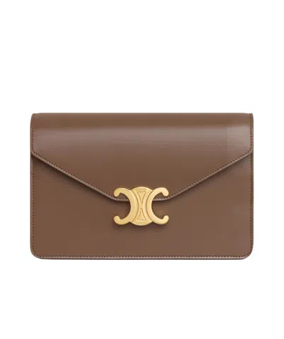 Celine Margo Logo Shoulder Bag In Brown