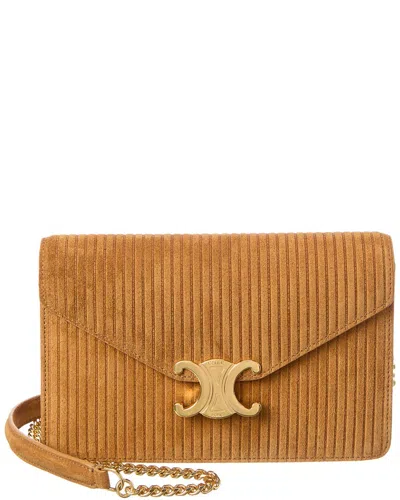 Celine Margo Suede Wallet On Chain In Sand