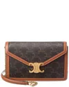 Celine Margo Triomphe Canvas & Leather Wallet On Chain