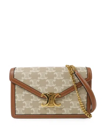 Pre-owned Celine Margo Triomphe Shoulder Bag In Brown