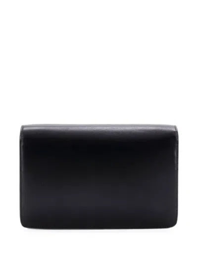 Pre-owned Celine Margo Triomphe Wallet On Chain Leather Crossbody Bag In Black