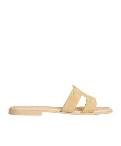 Celine Marina Triomphe Mule In Suede Calfskin In Neutral