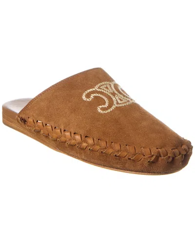 Celine Marlou Suede Mule In Brown
