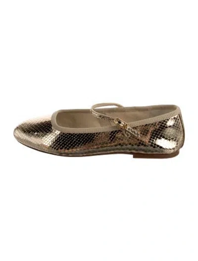 Pre-owned Celine Mary Jane Leather Mary Jane Flats W/ Tags In Gold