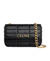 Celine Matelasse Monochrome Chain Padded Shoulder Bag In Black