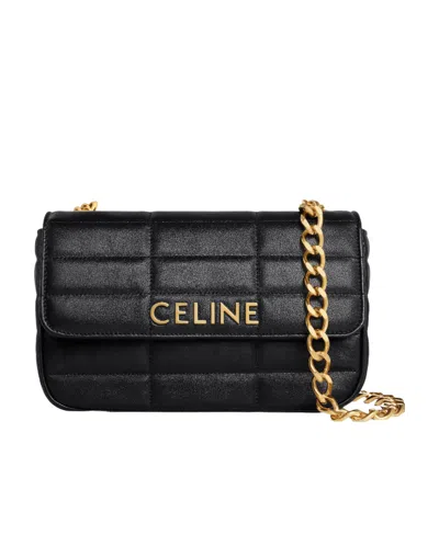 CELINE CHAIN SHOULDER BAG MATELASSE MONOCHROME CELINE IN QUILTED CALFSKIN