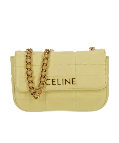 Celine Matelasse Monochrome Chain Shoulder Bag In Yellow