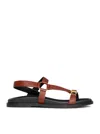 Celine Round-headed Flat Sandals In Brown