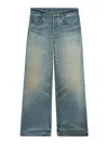 Celine Wide Leg Jeans In Cotton Denim In Blue