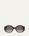 Celine Max Triomphe Round Acetate Sunglasses In Dark Brown/gradient Brown