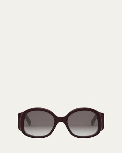 Celine Max Triomphe Round Acetate Sunglasses In Dark Brown/gradient Brown