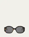 Celine Cl40305u Maxi Triomphe 52a Dark Havana Sunglasses In Gray