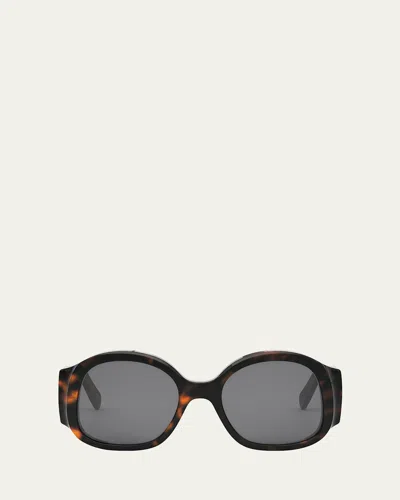 Celine Max Triomphe Round Acetate Sunglasses In Marrone