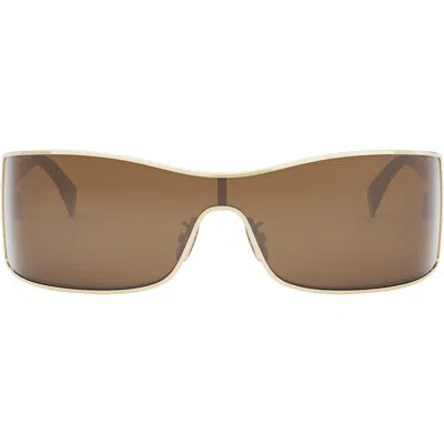 Celine Maxi Triomphe 54mm Mask Sunglasses In Shiny Endura Gold/brown