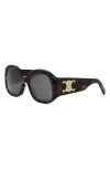 Celine Cl40305u Maxi Triomphe 52a Dark Havana Sunglasses In Gray