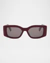 Celine Maxi Triomphe Acetate Rectangular Sunglasses In Burgundy