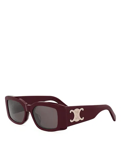 Celine Maxi Triomphe Rectangle Sunglasses, 53mm In Burgundy