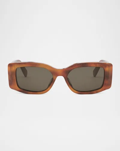 Celine Maxi Triomphe Rectangle Sunglasses In Brown