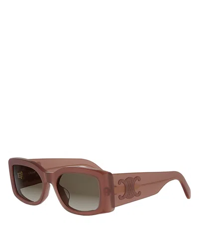 Celine Maxi Triomphe Rectangular Sunglasses, 53mm In Brown